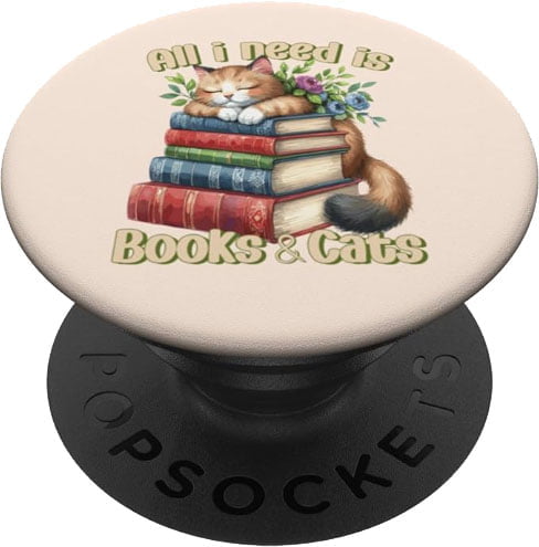chat et livres lecture cadeau popsockets