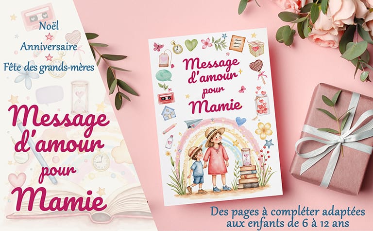 cadeau original amour tendresse personnalisé mamie fete des grands-mères anniversaire Noël enfants 6 7 8 9 10 11 12 ans Mamie raconte-moi ton histoire Message d'amour pour Mamie Carole Lamby